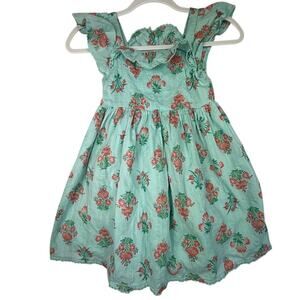 Cynthia Rowley Girls Floral 100% Cotton Sundress Blue Red Size 7 Dress